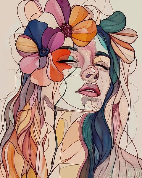 Abstract Bloemen Vrouw 2 van Georgia Chagas