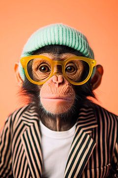 Stylischer Affe mit Brille und Mütze von Poster Art Shop