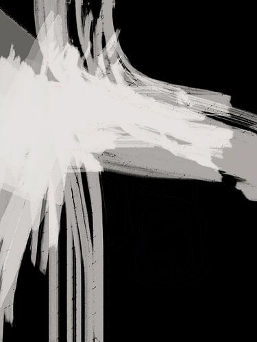 Strokes 14 | Expressief Zwart en Neutraal Abstract