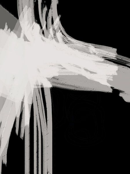 Strokes 14 | Expressief Zwart en Neutraal Abstract van Menega Sabidussi