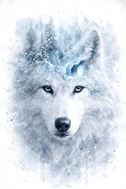 White Wolf – Winterwald-Fantasy-Kunst von Faheem Beigh