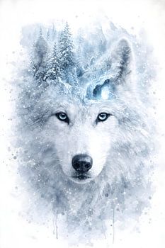 White Wolf Winter Forest Fantasy Art