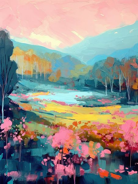 Blumenwiese: Eine abstrakte Ode an die Natur von Wunderbare Kunst