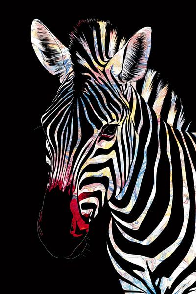 Abstracte Zebra met Kleurrijke Design Elementen van Art & Soul Creations