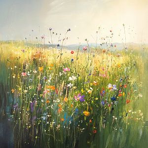 Peinture prairie fleurie | prairie de rêve