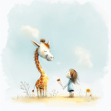 La fille et la girafe - 4 | Chambre d'enfant sur Karina Brouwer
