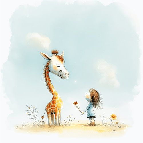La fille et la girafe - 4 | Chambre d'enfant sur Karina Brouwer