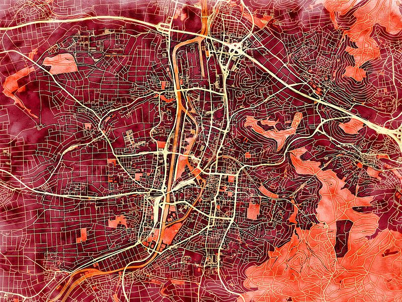 Kaart van Heilbronn in de stijl 'Amber Autumn' van Maporia