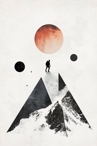 Bergbeklimmers onder planeten
