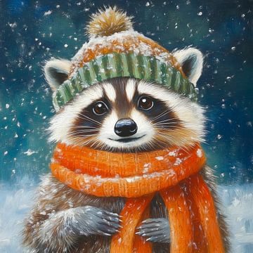 Raccoon in winter by Jutta Maria Pusl