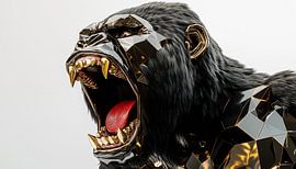 Angry gorilla gold - black panorama sur TheXclusive Art