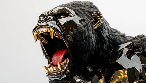 Zorniger Gorilla gold - schwarzes Panorama