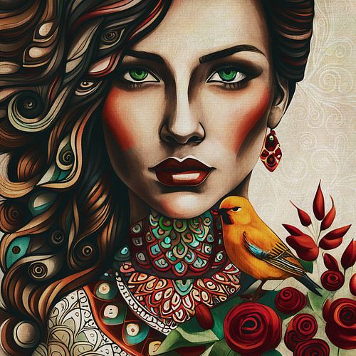 De mystieke vrouw met de vogel