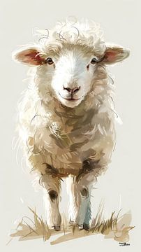 abstrakter Bauernhof Schafe von Gelissen Artworks