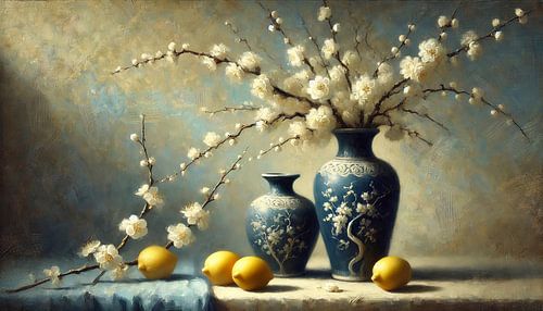 Stilleven van Bloemen en Citroenen