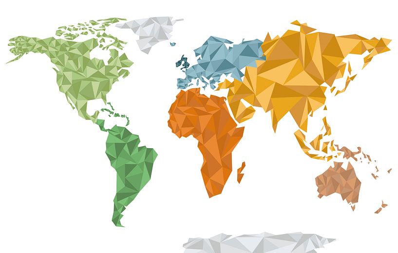 Kleurrijke geometrische wereldkaart van Nynke Altenburg