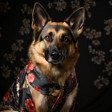 Duitse Herder in Betoverende Oosterse Attire van Surreal Media