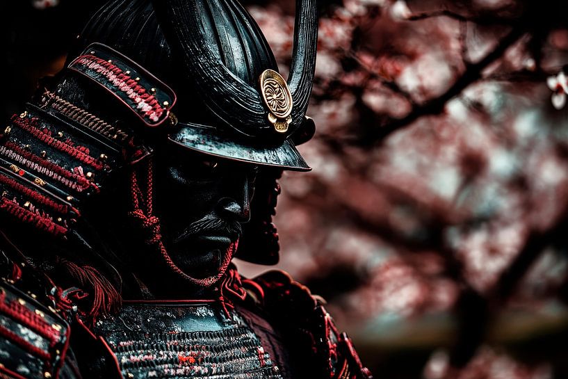 Samurai in cherry blossom - Dramatic by Poster Art Shop