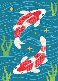 Elegante Koi-Fische in einem ruhigen Teich von Art Kingdom