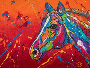 Kleurrijk paard van Happy Paintings