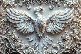 Elfenbeinweißer Phönix in heiterem Barockdesign für Ruhe und Stil von Digitale Schilderijen