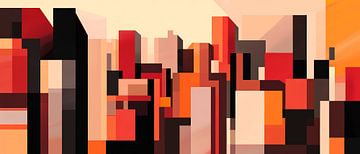 Colourful geometric cityscape by Poster Art Shop