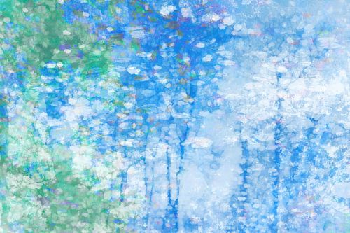 Abstract forest landscape in blue and green