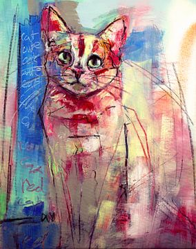Schilderij van een rode kat van Liesbeth Serlie