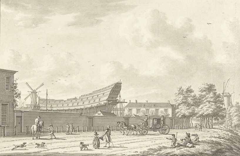 The shipyard at Rotterdam, Jan Bulthuis, 1790 by Historisch Rotterdam