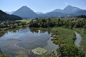 Pflach, Reutte, Lech in Tirol / Oostenrijk.  Foto's van de Lechauen, de Lech in de zomer. van Karl-Heinz Petersitzke