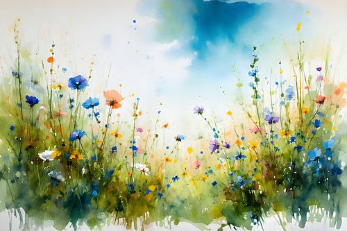Colourful flower garden impressionism, wildflowers, seed mixture