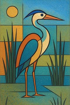 A geometric illustration of a heron. by Gallery Hoppenbrouwers