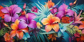 Tropische bloemen achtergrond van Art Bizarre