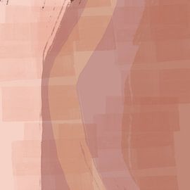 Moderne abstracte kunst in roze terra en beige van Dina Dankers