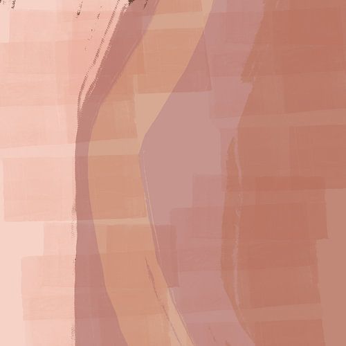 Moderne abstracte kunst in roze terra en beige