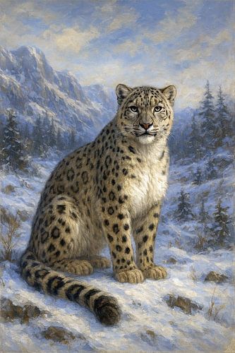 A painting of a snow leopard.