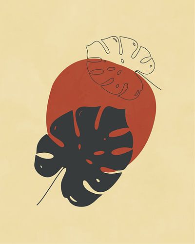 Minimalistische illustratie van twee palm bladeren