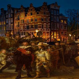 Ronde de nuit de Rembrandt van Rijn sur le Prinsengracht. sur Foto Amsterdam/ Peter Bartelings