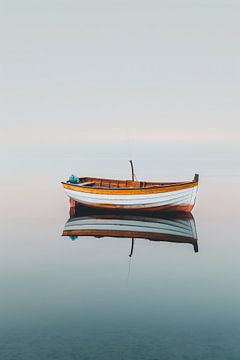 Boot weerspiegeld in het water van fernlichtsicht