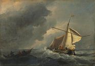 Ein niederländisches Schiff in einer starken Brise, Willem van de Velde von Meisterhafte Meister Miniaturansicht