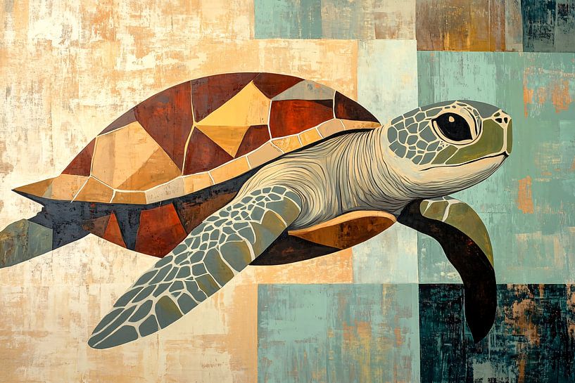 Modern geometric turtle art by Imperial Art House