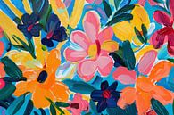 Kleurrijke abstracte impressie van bloemen en bladeren van Art & Soul Creations thumbnail