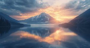 Sonnenuntergangsruhe, See spiegelt Himmel