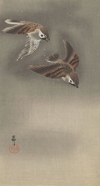 Ohara Koson - Ringelspatzen in the snow (edited) by Peter Balan