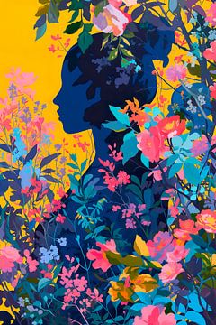 Woman in Flower Garden van Harry Hadders