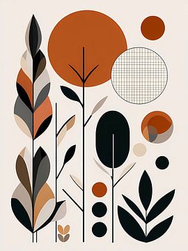 Botanische abstractie uit het midden van de eeuw van Artistic