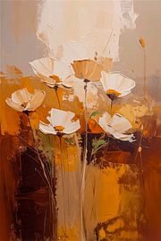 Hotel Chic painting: Abstract flowers in warm colours by Studio Pieternel
