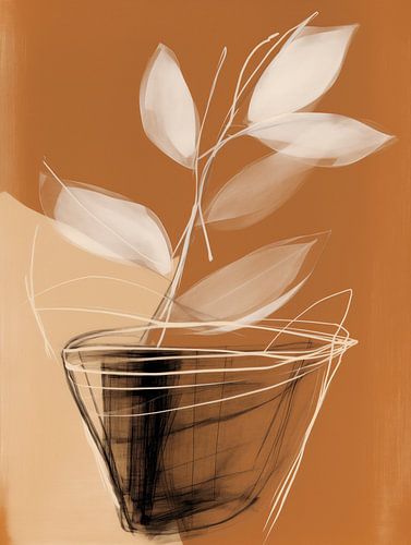 Kamerplant in warme terracotta kleuren