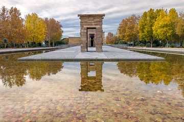 View of the Temple of Debod, in Madrid (Spain) in autumn.