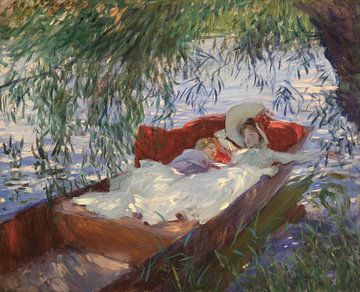 Dame en kind in slaap in een Punt onder de Wilgen, John Singer Sargent